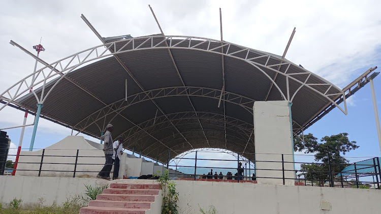 Part of the vandalized Kombani fresh produce market in Kwale