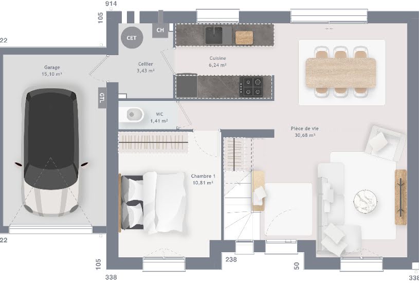  Vente Terrain + Maison - Terrain : 228m² - Maison : 90m² à Fontenay-en-Parisis (95190) 