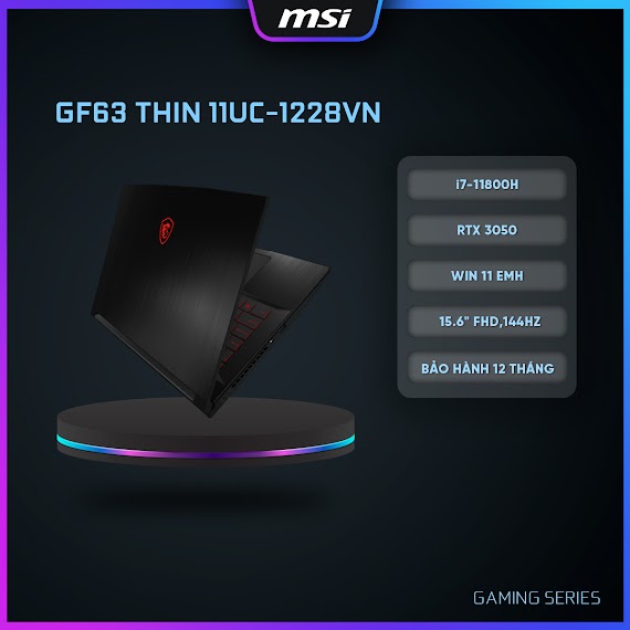 Msi Laptop Gf63 Thin 11Uc - 1228Vn |Cpu Intel I7 - 11800H|Card Gtx 3050|Ram 8Gb|Bộ Nhớ 512Gb Ssd|Màn Hình 15.6" Fhd, 144Hz [Hàng Chính Hãng]