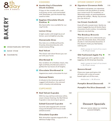 8Th Day Cafe & Bakery menu 