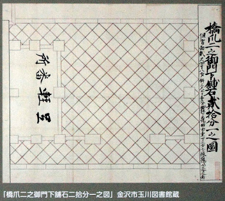 金沢城：金沢城の多様な石垣の場所