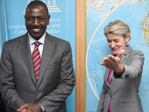 Deputy President William Ruto during a meeting with Unesco director general Irina Bokova at the organisation’s headquaters in Paris, France /REBECCA NDUKU /DPPS