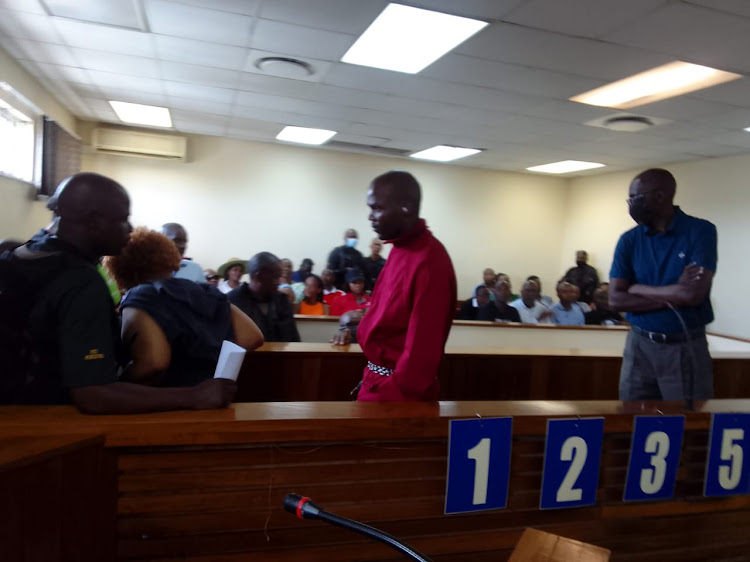 School principal Sthembiso Khumalo (right) appeared in the uMlazi magistrate's court in connection with the death of Capt Zwelakhe Ntombela in May.