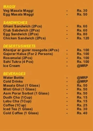 Khaidai menu 