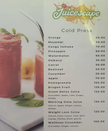 Juicescape menu 