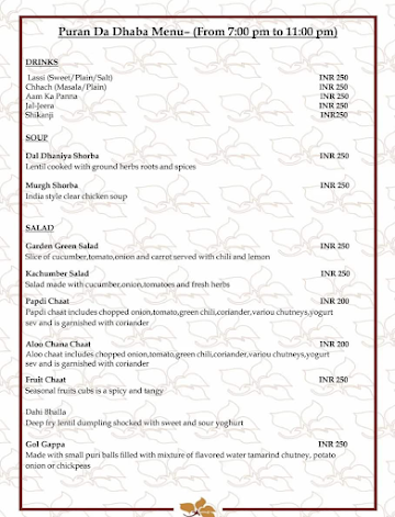 Puran Da Dhaba menu 