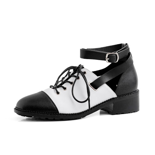 Title 12, Small Leather Shoes with Square Heel, Round Toe...