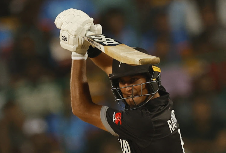 New Zealand's Rachin Ravindra in action at the ICC Cricket World Cup 2023 match against Sri Lanka at M Chinnaswamy Stadium in Bengaluru, India, November 9 2023. Picture: ADNAN ABIDI/REUTERS