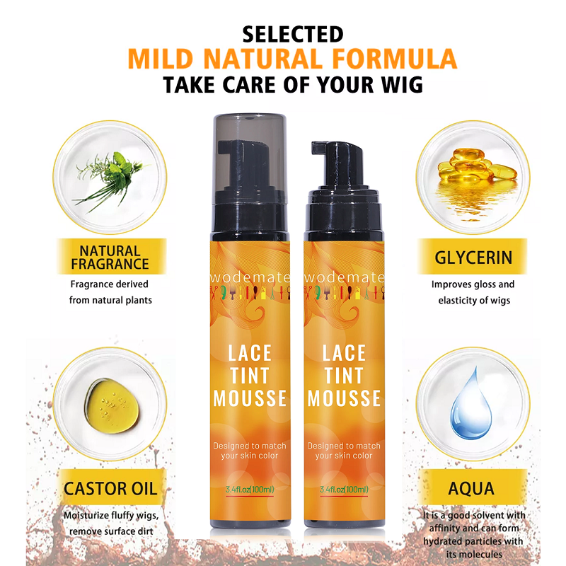 Lace Tint Mousse Spray Jasny Brąz Wodoodporny Koloryzator do Peruk i Toupets Szybkoschnący Korektor Węzłów Bez Osadów