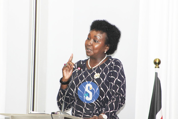 Uasin Gishu Women Rep and Deputy Speaker of the National Assembly, Gladys Boss speaking during the Nairobi Arbitration week at Radisson Blu hotel in Upperhill, Nairobi on September 18, 2023