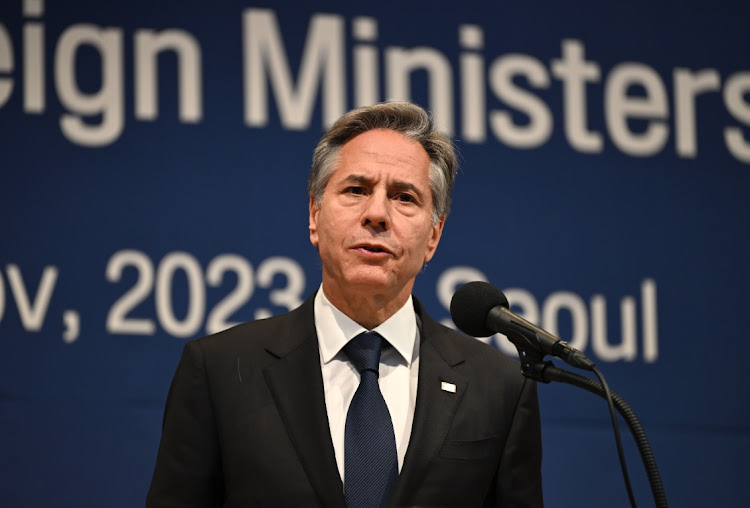 US secretary of state Antony Blinken speaks at the South Korean foreign ministry on November 09 2023 in Seoul, South Korea. Picture: Jung Yeon-Je/Pool/Getty Images