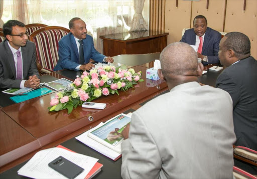 President Uhuru Kenyatta with members of the economic team and partners during discussions on continued implementation of Kenya’s transformation agenda, November 15, 2017. /PSCU