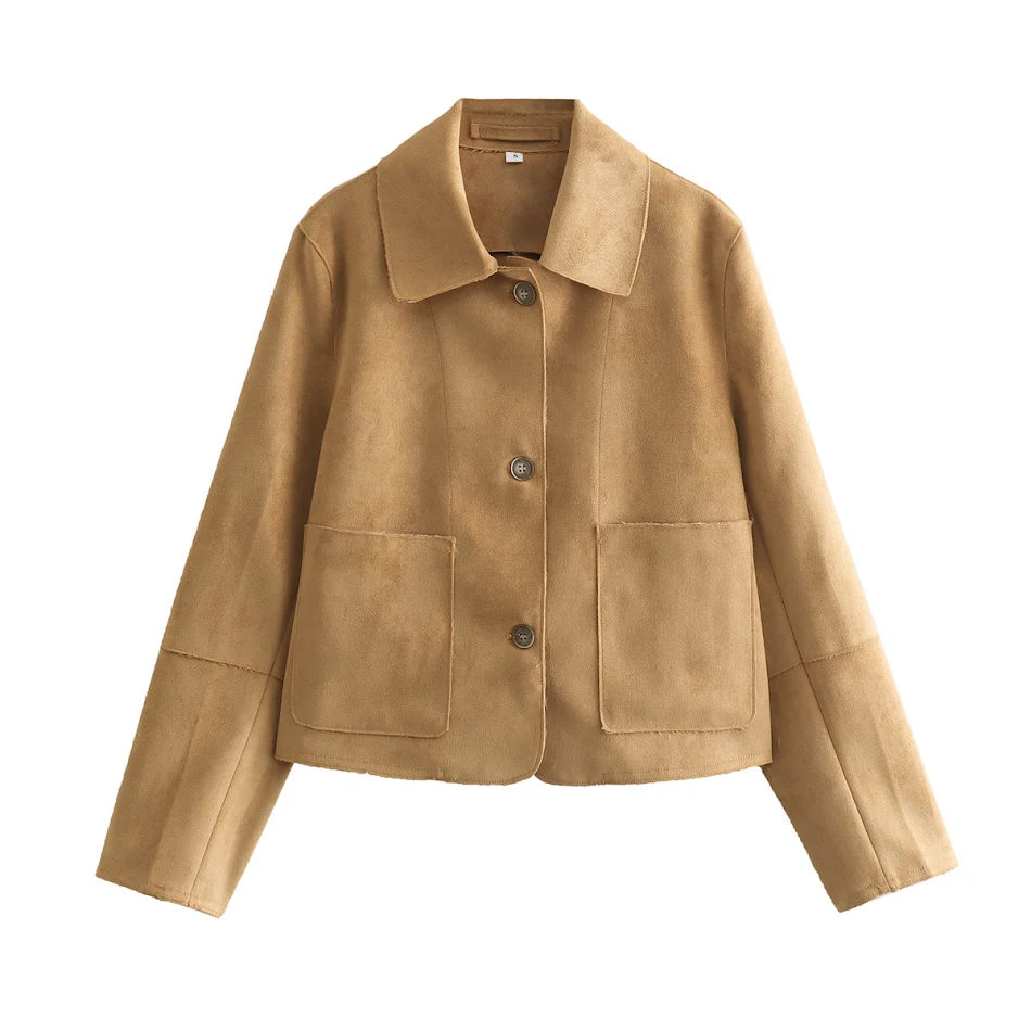 Top en daim à col carré et poche, élégant et facile à assortir, idéal pour un look sophistiqué et polyvalent, parfait pour toutes les occasions, un incontournable.