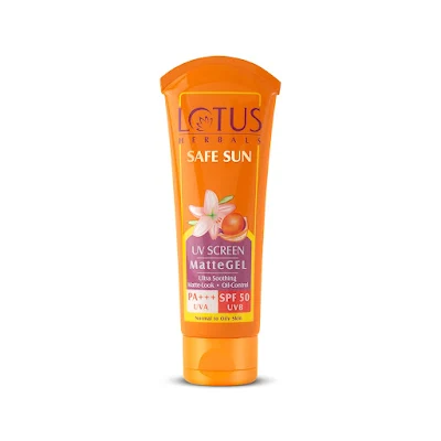 Lotte Lotus Herbals Safe Sun Uv Screen Matte Gel Pa+++ - Spf 50 - 100 gm