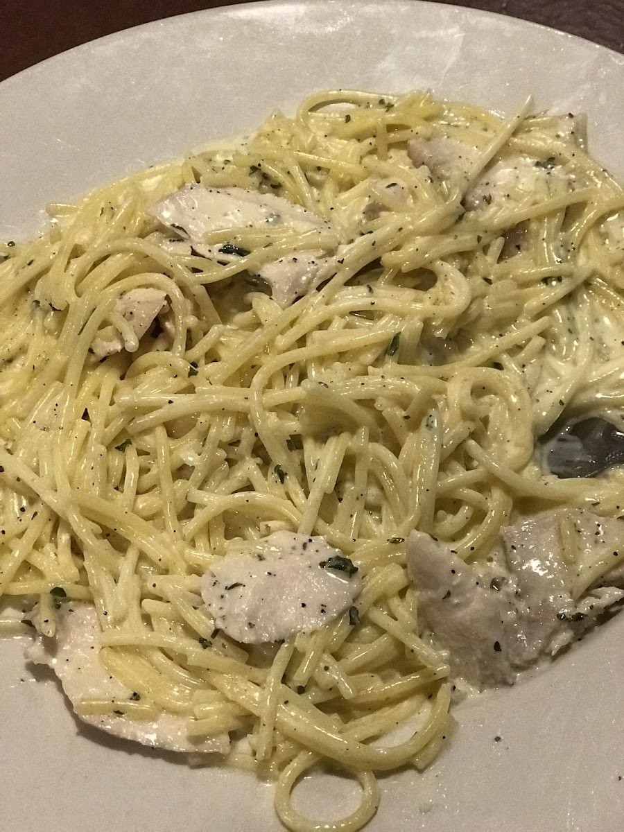 Gluten free chicken Alfredo