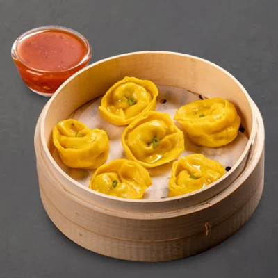 Steamed Corn & Cheese Momo With Momo Chutney