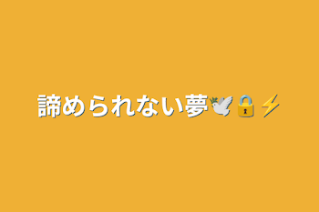 諦められない夢🕊🔒⚡︎