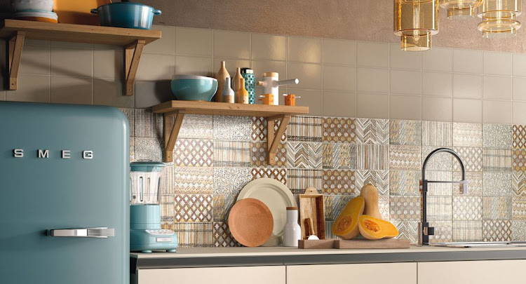 Beautiful tiles in the kitchen space with a vibrant look.