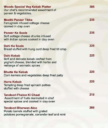 The Woods menu 