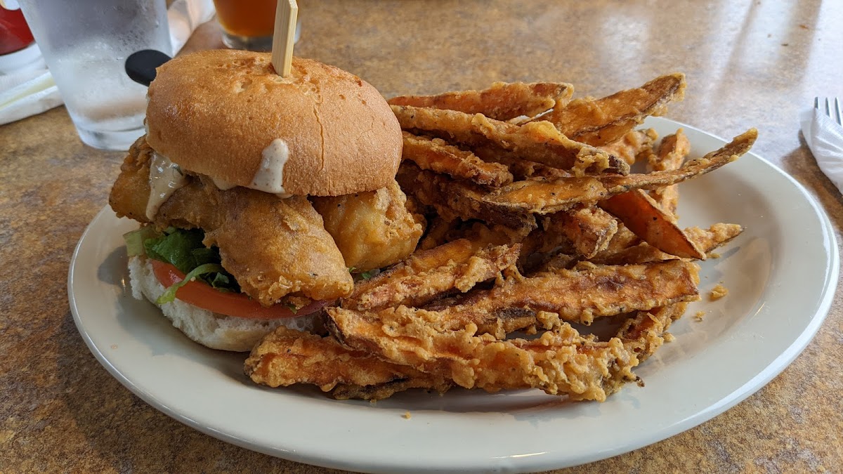 GF Cod po-boy with sweet potato fries