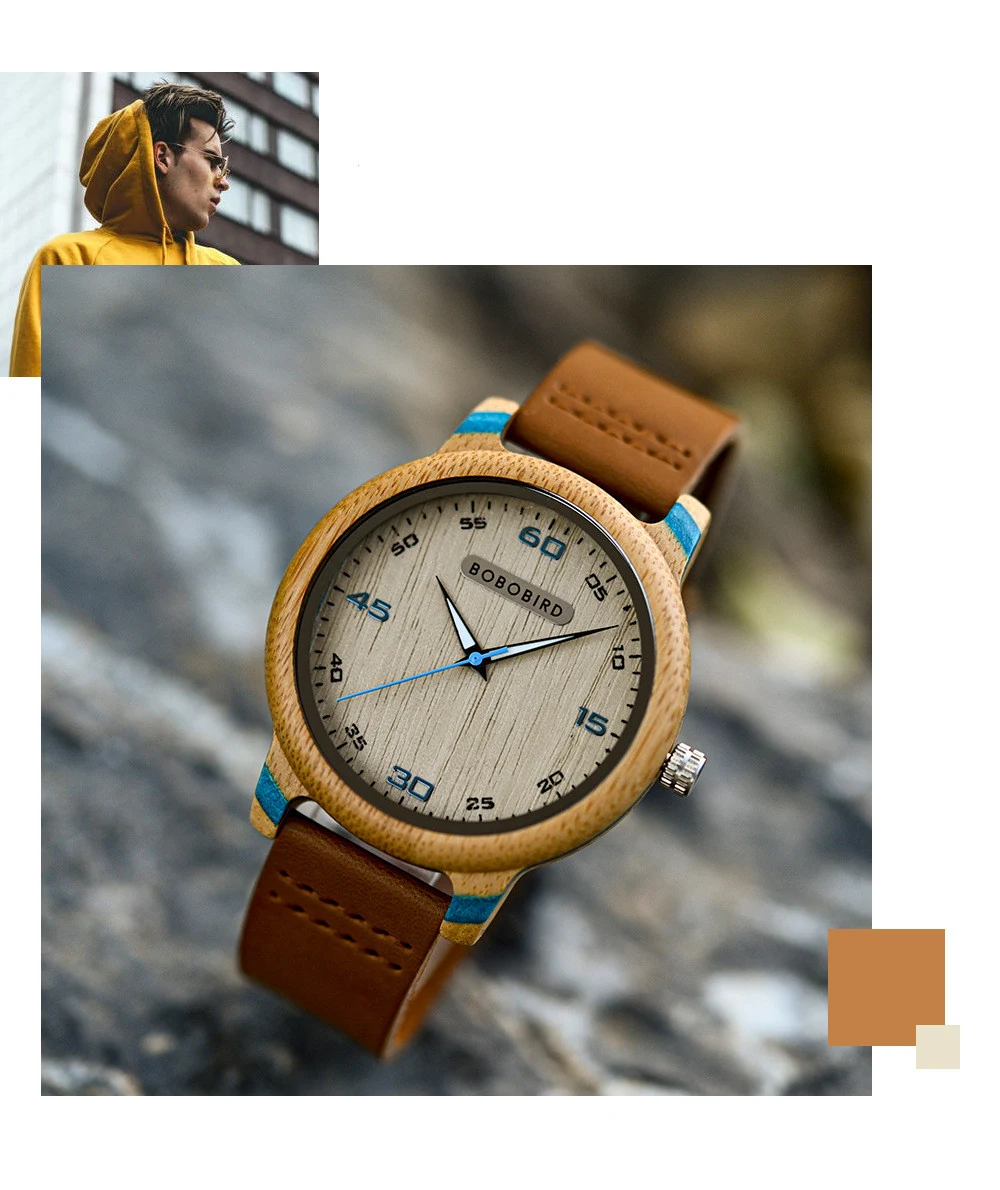 Title 4, Montre en bois Log Color créative avec mouvemen...
