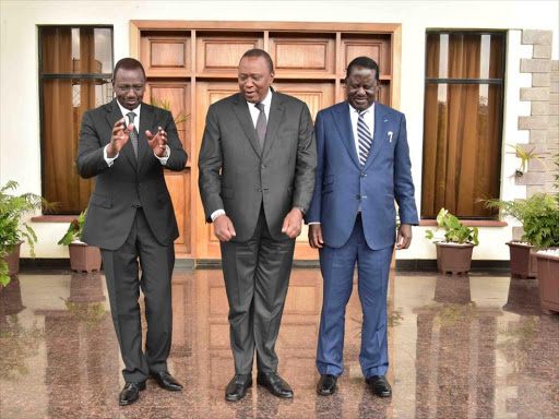 DP William Ruto hosting President Uhuru Kenyatta and Opposition leader Raila Odinga at his Karen residence, Nairobi.