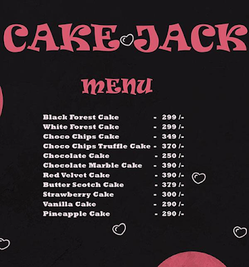 Cake Jack menu 