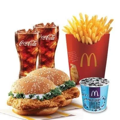 2 McSpicy Chicken + 2 Coke + Fries (L) + McFlurry Oreo (M)