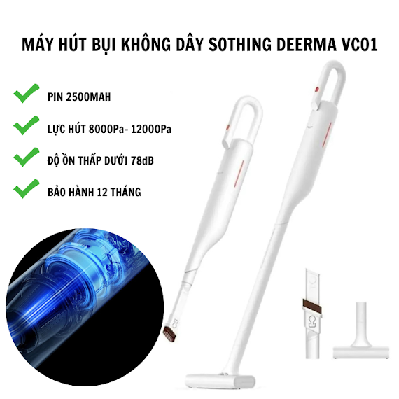 Máy Hút Bụi Không Dây Sothing Vc01Max , Hút Bụi Lau Nhà 2 Trong 1, Dung Lượng Pin 2500Mah, Công Suất Hút Khỏe Tiếng Ồn Thấp - Hàng Chính Hãng