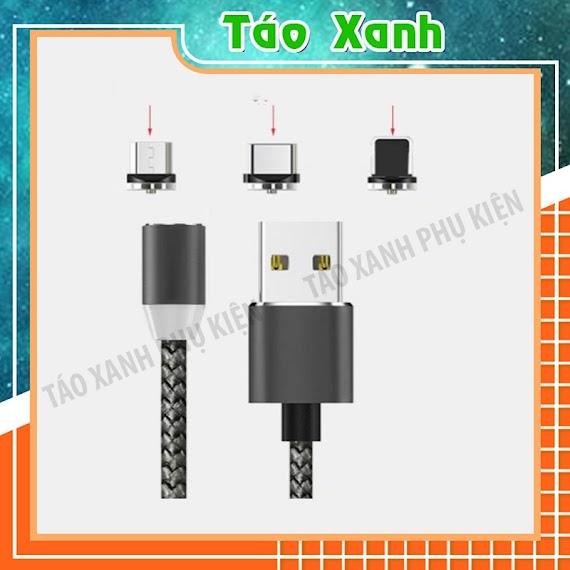 Dây Cáp Sạc Nam Châm 1M - Xoay 360 Độ - Bọc Dù Cao Cấp