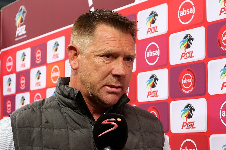 Maritzburg United coach Eric Tinkler is interviewed after the Absa Premiership match between Cape Town City FC and Maritzburg United at Cape Town Stadium on October 25, 2019 in Cape Town, South Africa.