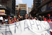 EFF members on the march in Johannesburg.