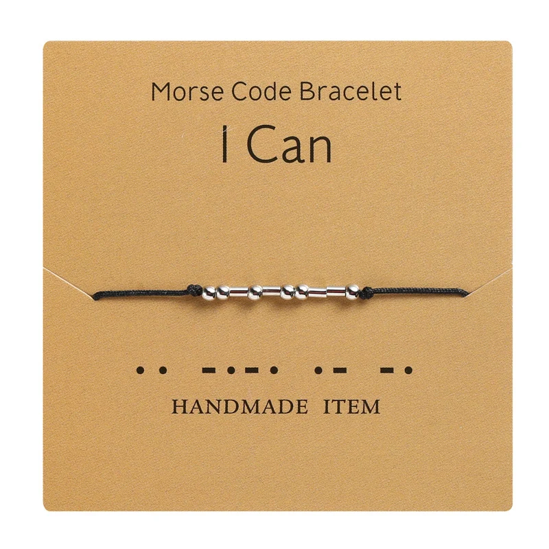 Bracelet Morse Tressé Ajustable Message Secret Personnalisé Idée Cadeau Discret pour Homme Femme Amoureux Anniversaire