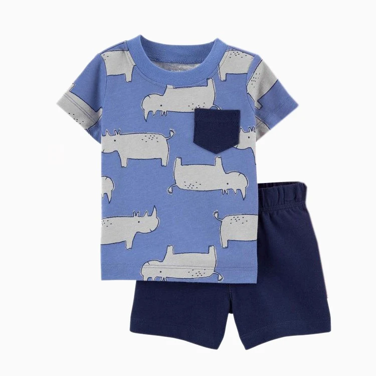 Conjunto de dos piezas de verano para bebé con manga corta, ideal para mantener a tu pequeño fresco y cómodo en los días calurosos.