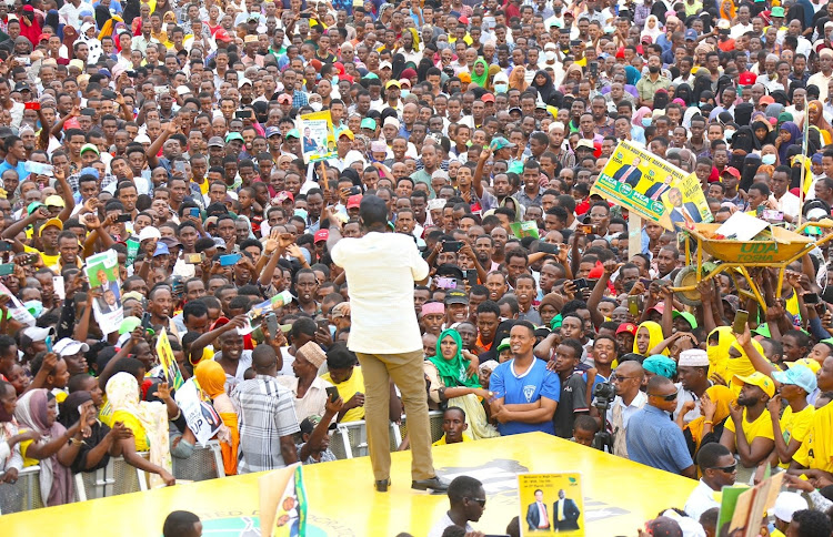 DP William Ruto addressing residents of Wajir County on Thursday.