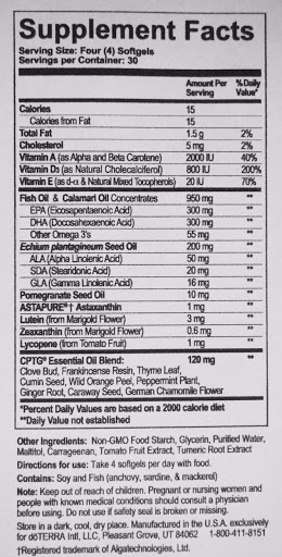 xEO Mega doTERRA - Supplement Facts