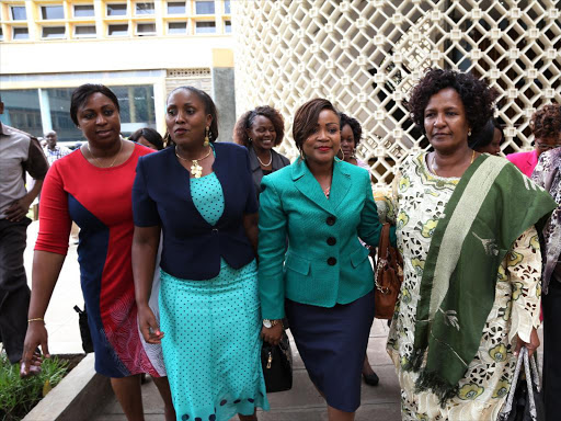 Kenya Women Parliamentary Association members after a media briefing at parliament buildings. Photo/File