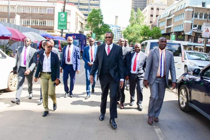 IC-DE CS Eliud Owalo with other officials when he launched free public Wi-Fi in Nairobi on November 9,2022.