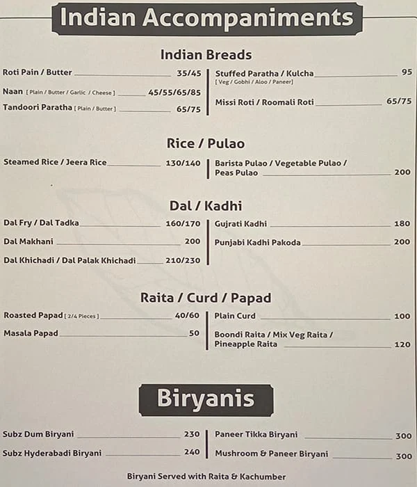 Bay Leaf Bistro menu 