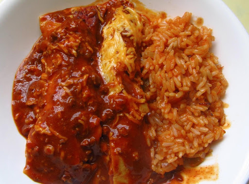 Picante Rice served with Cheater Enchiladas (alternative method)