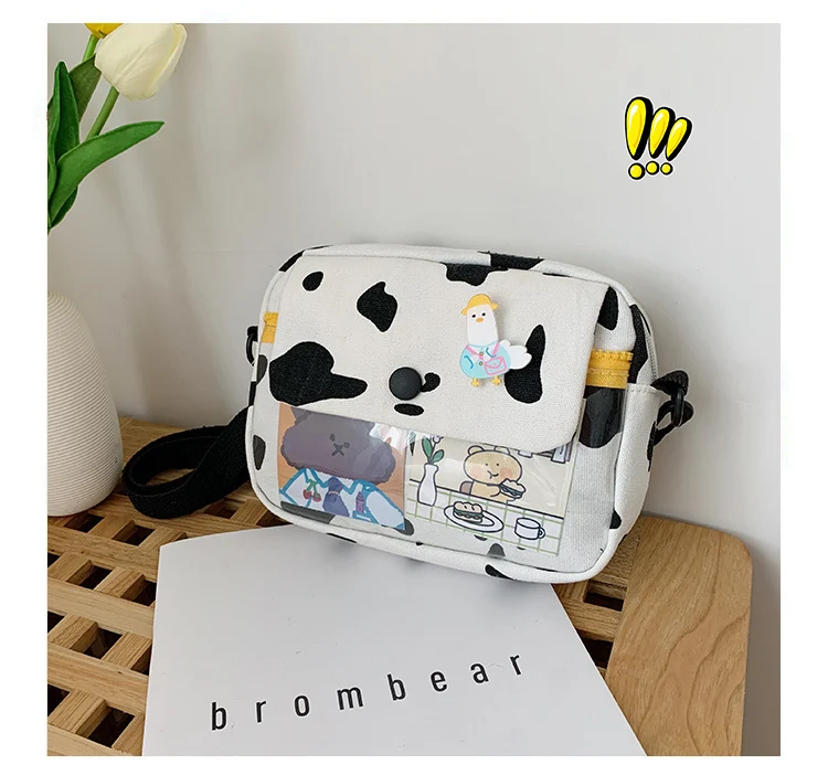 Title 15, Koeienprint Messenger Bag, modieuze schoudertas...