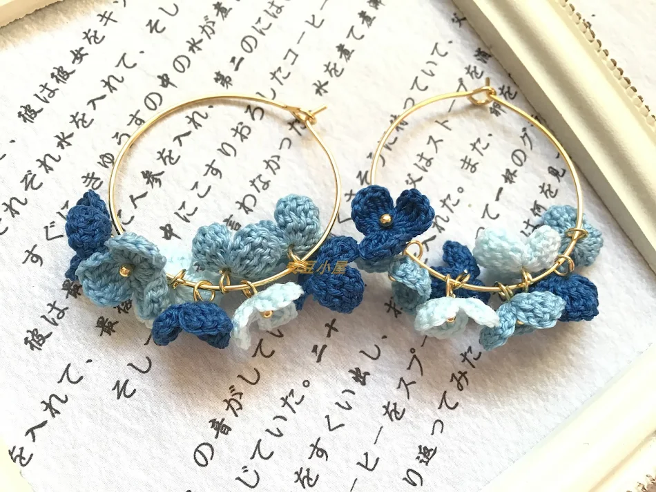 Mengling Fleur Boucles d'oreilles Grandes Micro Crochet Bijoux Dentelle Fil Tricotés Élégance et Confort Léger pour Toutes Occasions Design Unique