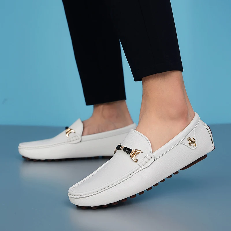 Zapatos tipo gorro casuales de cuero suave de vaca para hombre