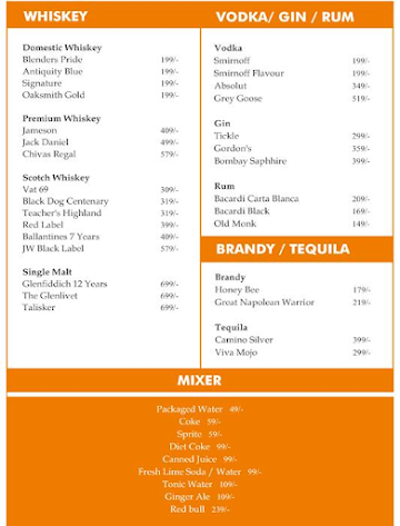 V Lounge And Deck By Touch Of Class menu 