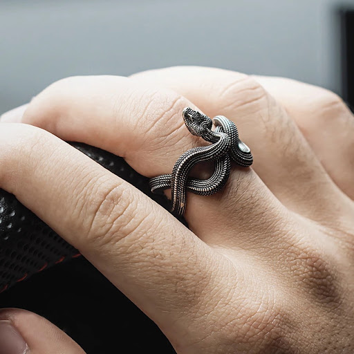 Title 2, Vintage Gold Color Snake Ring for Men Women Han...
