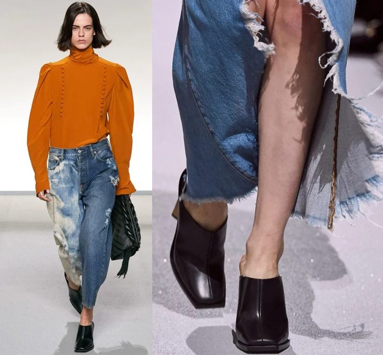 Chinelos preguiçosos de meia sola com bico quadrado e salto perfilado, perfeitos para conforto e estilo casual, ideais para uso diário.