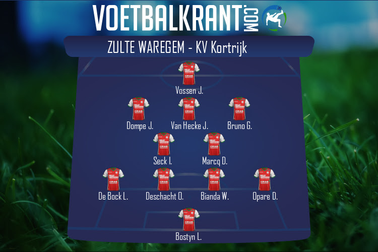 Opstelling Zulte Waregem | Zulte Waregem - KV Kortrijk (02/11/2020)