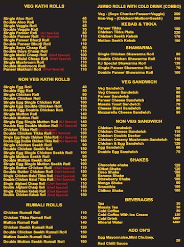 Kathi Junction menu 