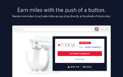 Earn miles with the push button. reminders activate directly hundreds 