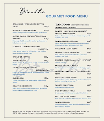 Breathe - Air Lounge & Cafe menu 